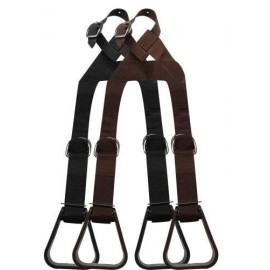 Showman Heavy Duty Nylon Adjustable Buddy Stirrups (Black)