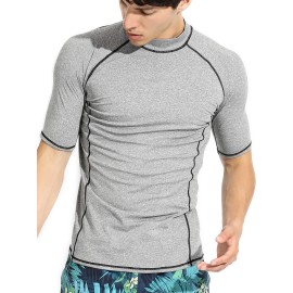 Actleis Mens Short Sleeve Rash Guard, UPF50+ UV Sun Protection Tee Quick Dry Swimming Shirts M Heather Gray