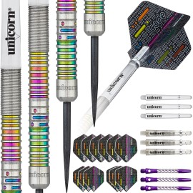Unicorn Steel Tip Darts Set James The Machine Wade Code Players DNA 90% Natural Tungsten Barrels with Multicolour Titanium Accents Presentation Packaging 20 g