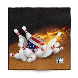 Logo Infusion - Dye-Sublimated Microfiber Bowling Towel - One Sided Print - Fun Style 0443 Flaming Ball