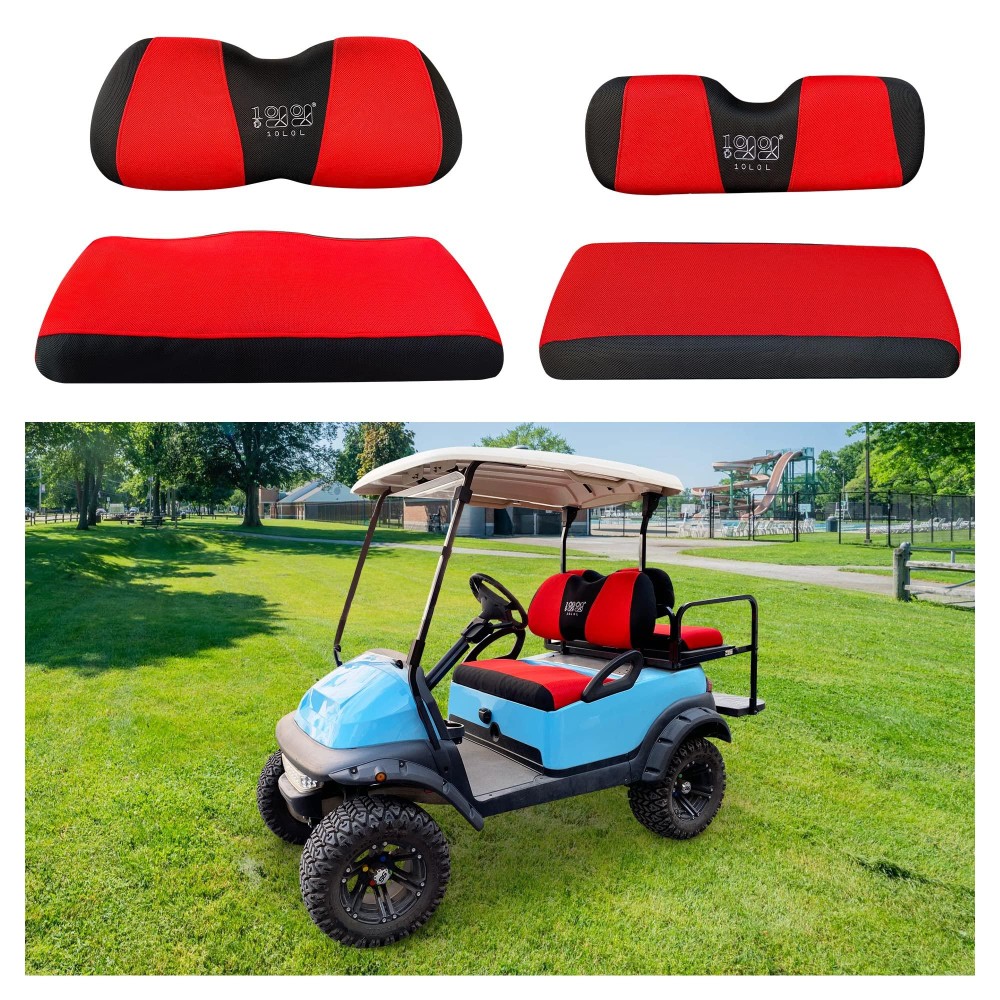 10L0L Golf Cart Front and Rear Seat Cover Set for Club Car Precedent/Carryall/Onward/Tempo & Yamaha G Series/Yamaha G29 Drive,Stylish Bench Seat Covers,Breathable Washable Polyester Mesh (L+XS)