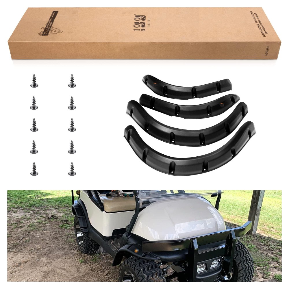 10L0L Golf Cart Standard Fender Flares Front and Rear for Club Car Precedent Golf Carts with Metal Hardware (Set of 4)