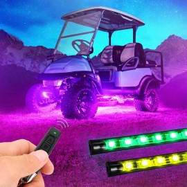 10L0L Golf cart Underglow LED Light Strip Kit,Neon Lights underbody,24 Modes,Wireless Remote,Sound-Active,Water-Resistant,and 2 Flexible Tubes Included (12V-65V Input)
