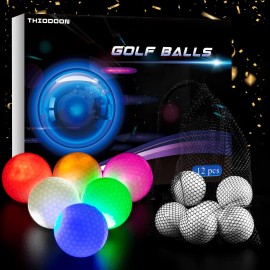 THIODOON Glow Golf Ball for Night Sports Super Bright LED Golf Balls Glowing in The Dark Golf Ball Long Lasting Light up Golf Ball(12 Pack)