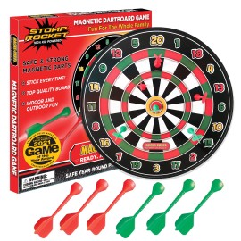 Stomp Rocket Magne Darts Indoor Outdoor Magnetic Kids Dartboard Game with 6 Multicolored Darts with Magnets