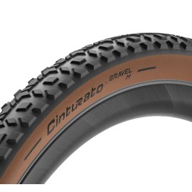 Pirelli Cinturato Gravel M Bike Tire, Mixed Gravel/Compact to Unstable, Tubeless Ready Clincher TLR, Extra Grip, Advanced Puncture/Cut Protect, (1) Tire/Classic Tan700 x 45