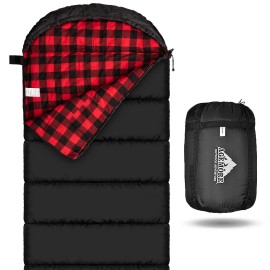 AGEMORE Cotton Flannel Sleeping Bag for Adults, Lightweight and Water Resistant Sleeping Bag for Warm Weather with 100% Cotton Lining, Great for Camping Backpacking, Hiking, Travel, Indoor and Outdoor