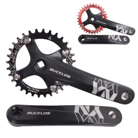 MTB 170mm Square Taper Crankset, 104 BCD Mountain Bike Narrow Wide Tooth Chainring 32/34/36/38/40/42T, Single Speed Round/Oval Chainring and Crank, fit Shimano, SRAM, FSA.