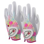BIRDIE TOWN JUPITER WomenAs golf glove - Breathable Synthetic Leather - One Size Fits Most (2 Pack (Tropical), Worn on Left Hand (Right Handed golfer))