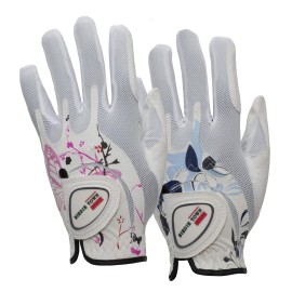 BIRDIE TOWN JUPITER WomenAs golf glove - Breathable Synthetic Leather - One Size Fits Most (2 Pack (1 Pink 1 Blue), Worn on Left Hand (Right Handed golfer))