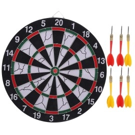 15 Inch Dart Board with 6 Dart Double Sided Board Games Set Indoor Outdoor Board Games for Adults Chess, Leisure Sports