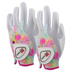 BIRDIE TOWN JUPITER WomenAs golf glove - Breathable Synthetic Leather - One Size Fits Most (2 Pack (Tropical), Worn on Right Hand (Left Handed golfer))