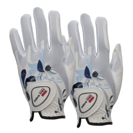 BIRDIE TOWN JUPITER Women? Golf Glove - Breathable Synthetic Leather Ladies Golf Gloves - Premium Golf Accessories for Women - One Size Fits Most (Blue, Worn on Right Hand - Left Handed Golfer)