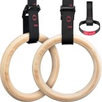 GYMMAGE Wood Gymnastic Rings, Wooden Gym Rings 1200lbs with 15FT Adjustable Numbered Straps, Non-Slip Gymnastics Rings with Door Anchor for Home Gym Outdoors, Full Body Workout, Pull Up, Gymnastics