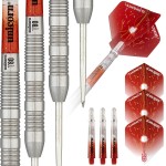 Unicorn Darts Set Core XL Striker Series Style 3 80% Natural Tungsten Barrels Steel Tip 22 g, Red