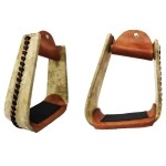 CHALLENGER Horse Saddle Stirrups Western Wide Rawhide Covered Angled Roper Saddle 51174W