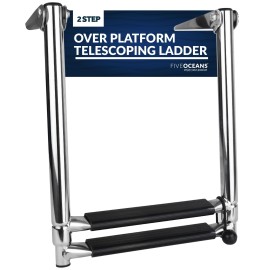 Five Oceans 2 Step Boat Ladder, Over Platform Telescoping Boat Ladders, Boat Swim Ladder, Boat Boarding Ladder, 316 Stainless Steel for Pontoon, Fishing Boat, Bass Boat, Sport Boat, Sailboat - FO4501