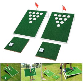 OOFIT Golf Chipping Game Set Combined Pong Game, Exciting Chip Game for Enthusiasts and Beginners, Golfing Practice Games Indoor/Outdoor at Beach, Backyard or Tailgate - White