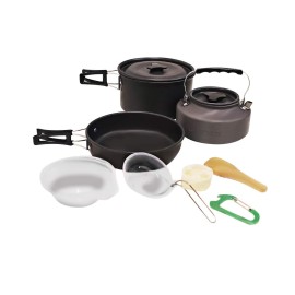 Hitorhike Camping Cookware Non-Toxic Aluminum with Non-Stick Coating Ultralight Camp Cookware Set with Storage Bag and Carabiner for Backpacking Camping Offroad Trip (10 Piece/Set)