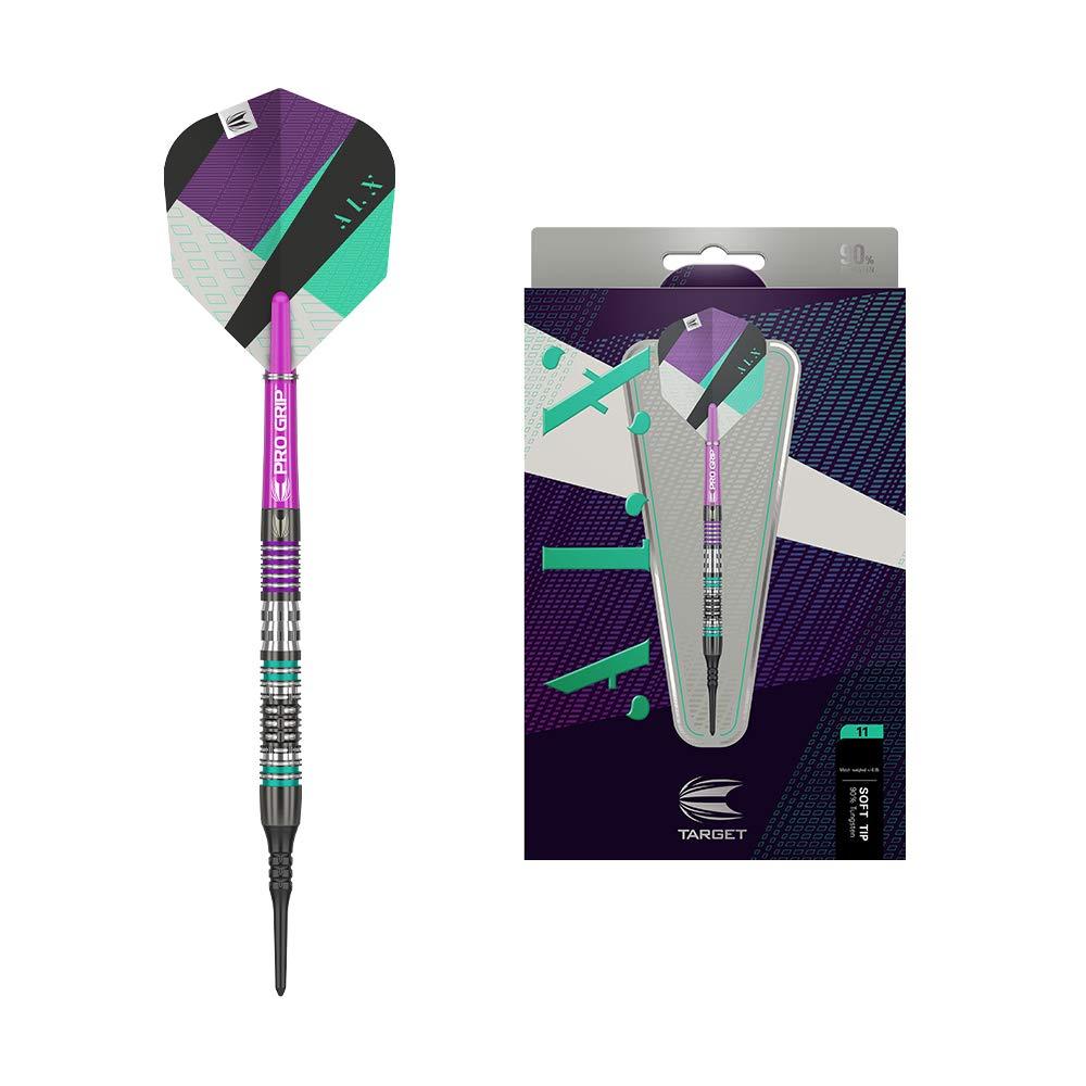 Target Darts ALX 10 21G 90% Tungsten Soft Tip Darts Set, Purple, Aqua and Black