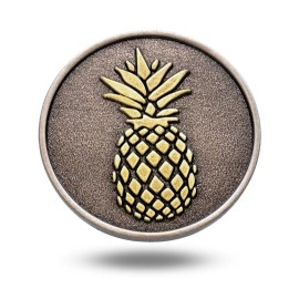 Full Metal Markers Pineapple Unique Magnetic Metal Golf Ball Marker Accessory with Hat Clip for Men and Women (1 Ball Marker + 1 Hat Clip)