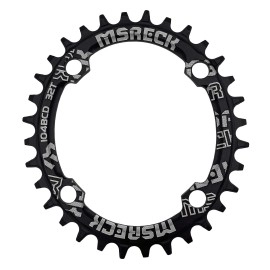 MSRECK Round Oval Chainring 104 BCD 32T 34T 36T 38T Narrow Wide Single Chain Ring for Road Bikes, Mountain Bikes, BMX MTB Bike (Black Oval, 32T)