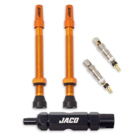 JACO Tubeless Presta Valve Stem Replacement Kit (Orange, 60mm)