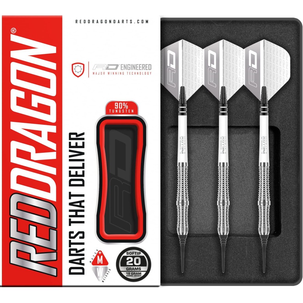 RED DRAGON Amari - 20 Gram Wolfram Professional Darts Set mit Flights and Nitrotech Shafts (Stems)