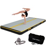 AirMat Nordic Carbon Air Mat Tumble Track 10ft/13ft/16ft/20ft/26ft with Electric Air Pump, Inflatable Gymnastics Mat for Home, Best for Gymnastics, Cheerleading, Tumbling Mat (13ft, Yellow)