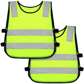 Geyoga Kids Reflective Vest Child Safety Visibility Vest for Cycling Skiing (2 Pieces)