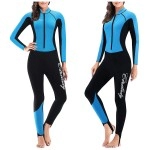 CtriLady Wetsuit Women 2mm Neoprene Full Wetsuit Long Sleeve Diving Suits with Front Zipper UV Protection Full Body Swimwear for Swimming Diving Surfing Kayaking Snorkeling (2mm Blue, XX-Large)