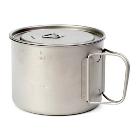 BIVOUAC 900ml Titanium Pot With Lid Titanium Cup titanium camping cookware Camp Pot Titanium Coffee Cup Backpacking