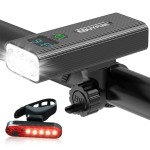 EBUYFIRE Bicycle Lights Set USB Rechargeable,Super Bright Bicycle Front Headlight and Back Taillight, 5 Light Modes,IPX5 Waterproof,LED Digital Display Bike Light for All Bicycles(3*T6 LED)