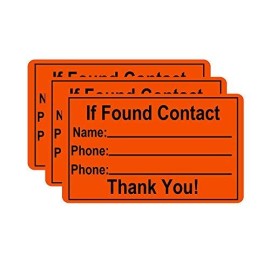 3-Pack: Bright Orange: If Found Contact Info Sticker (2 Lines for Two Phone Numbers - Waterproof Kayak Canoe Lost Vinyl Decal (3 x 4 inch)