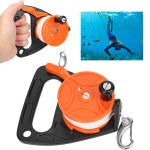 Diving Reels, 150ft Dive Reel, Diving Line Reel Diving Equipment with Handle Card Position PP Rope Combination for Wreck Equipment Underwater Diving/Cave Drift Diving(Orange)