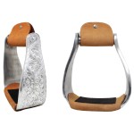 Professional Equine Horse Saddle Stirrups Western Lightweight Aluminium Twisted Engraved 51212