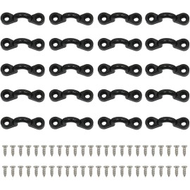 Amarine Made 20 Pack Kayak Nylon Bungee Tie Down Eyelets with Stainless Steel Screws Kayak Pad Eyes Deck Loops Accessories for Kayaks Canoes and Boats