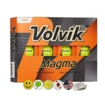 Volvik Magma Long Distance Non-Conforming Golf Balls Gift Set Bundle with 1 Dozen (Yellow Color 12 Balls) 5 Ball Markers, 1 Magnet Hat Clip