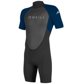 O'Neill Men's Reactor-2 2mm Back Zip Short Sleeve Spring Wetsuit, Black/Abyss, Medium