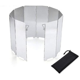 Folding Stove Windscreen? 10 Panels Wind Shield Aluminium Alloy Windshield?amp Stove?ind Screen for Stove in Camping, Hiking, Backpacking, Picnicking or in Backyard?(Silver)