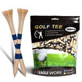 EAGLE WORK Bamboo Golf Tees, Pack of 150(2-3/4'') Professional Tees, Reduce Friction & Side Spin, More Durable and Stable Golf Tees, Natural Color