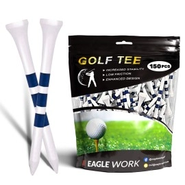 EAGLE WORK Bamboo Golf Tees, Pack of 150(2-3/4'') Professional Tees, Reduce Friction & Side Spin, More Durable and Stable Golf Tees, White