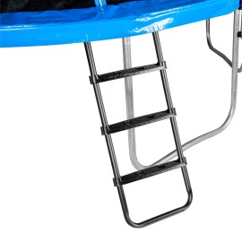 Zoomster Trampoline Ladder, 3-Step Universal Trampoline Ladder Accessories for Children Kids, Skid-Proof Step Ladder, Weather Resistant Powder Coated Steel Ladder Black
