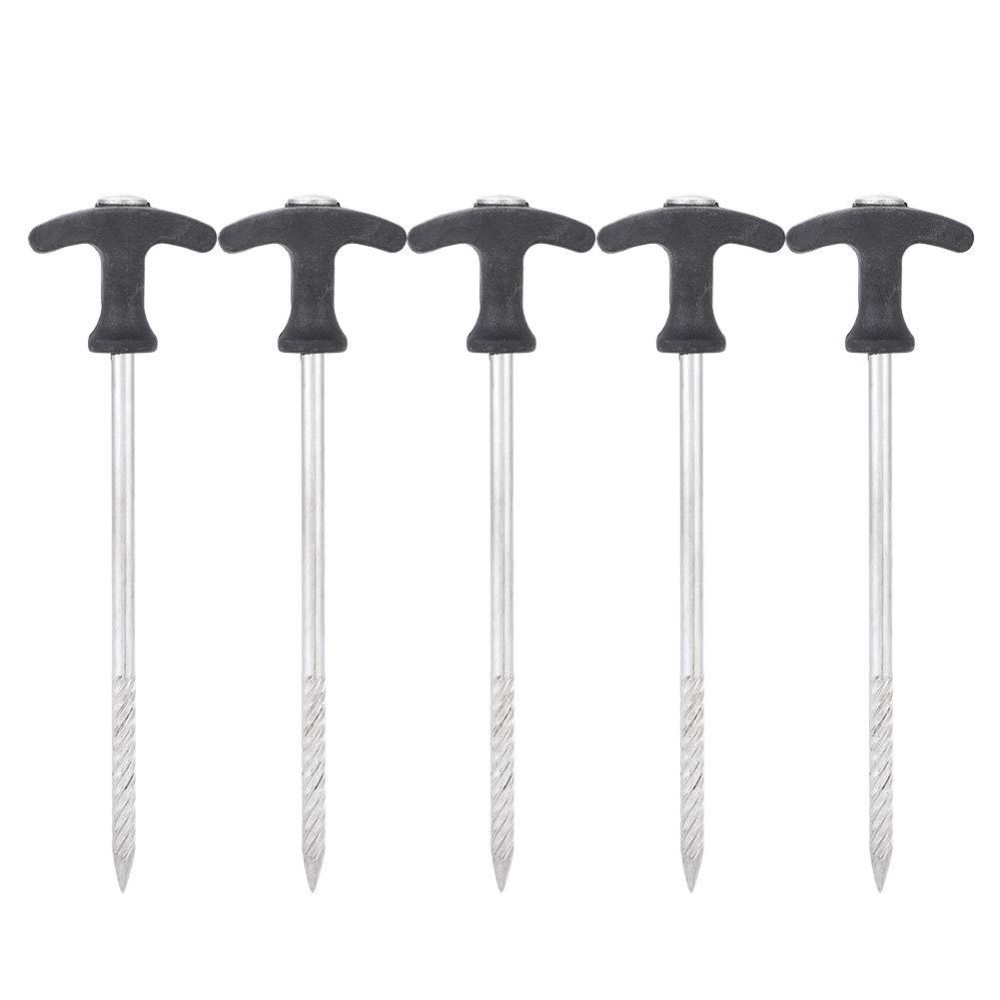 Drilling Tent Nails, 5PCS Stainless Steel Tent Peg Ground Nails Screw Nail Stakes for Frozen Soil Ice Surface