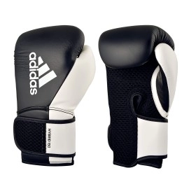 adidas Boxing Gloves - Hybrid 150 -Boxing, Kickboxing, MMA, Workout, & Home use - for Men & Women - Weight & Color (14 oz, Black/White)