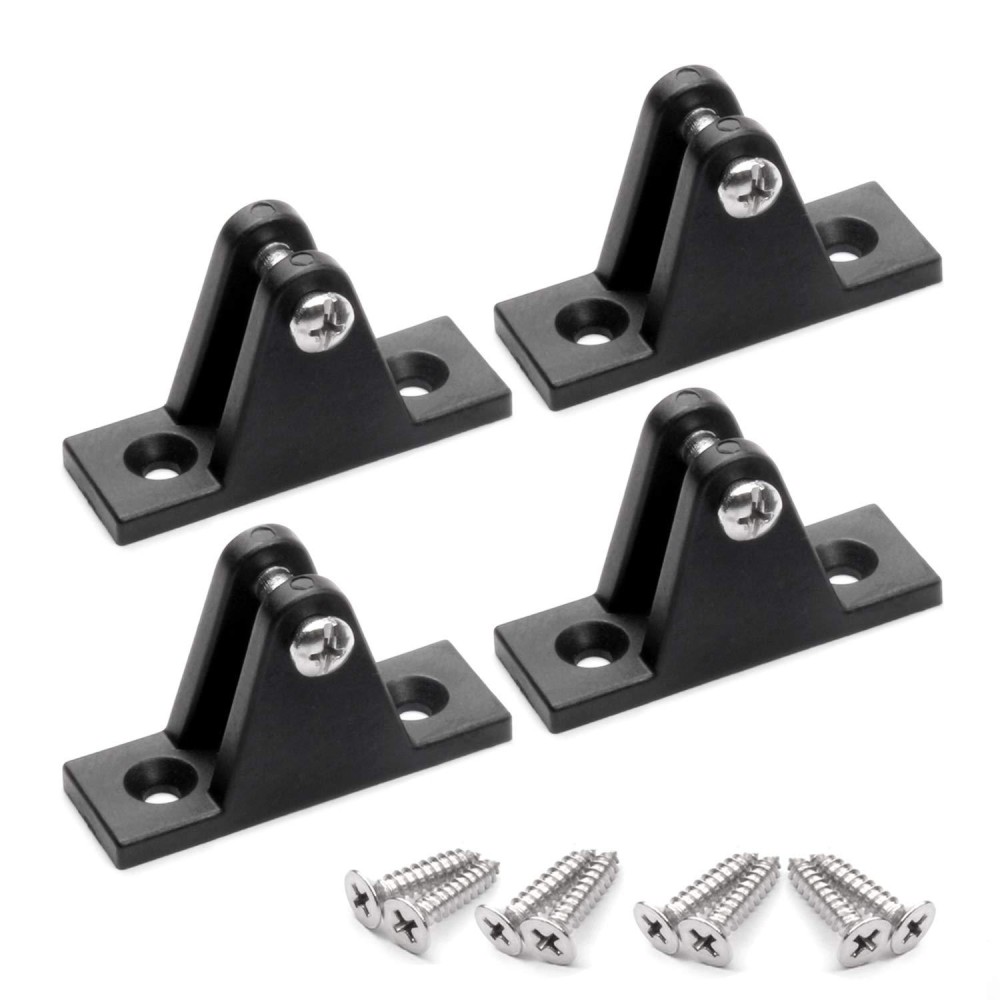 MIZUGIWA Boat Bimini Top Deck Hinge Nylon,Marine Deck 90 Flat Mount Top Canopy Fitting W/Screws,Pcak of 4