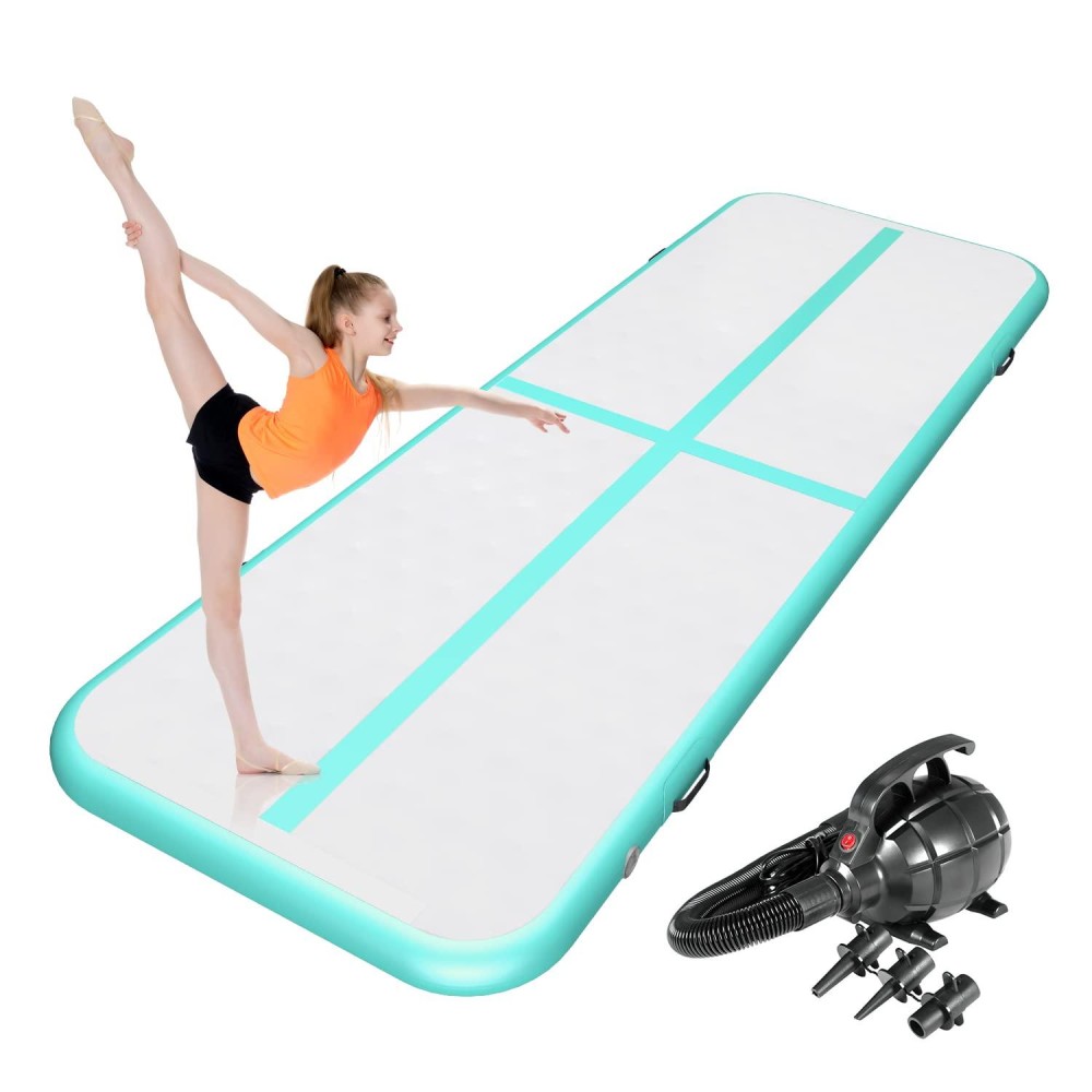 Sunoutife Air Tumbling Track Mat, 10FT Inflatable Thick Gymnastics Air Tumble Track with Electric Air Pump for Home Use Training Cheerleading Yoga