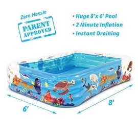 Disney Pixar 6 ft x 8 ft Inflatable Pools by GoFloats - Inflatable Swimming Pool for Kids and Adults - Cars, Frozen, Nemo & Toy Story