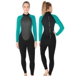 REALON Wetsuit Men 4/5mm Womens Neoprene Full Body Thermal Scuba Diving Suits, 3/4mm One Piece Wet Suit Cold Water Swimsuits for Surfing Snorkeling(4/5mm Blue, Medium)