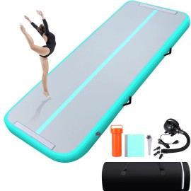 TONKOUM Air Gymnastics Track Tumbling Mat Inflatable 10ft 13ft 16ft 20ft Flooring Mat Yoga Training Mat 4 In Thickness for Home/Training/Cheerleading/Yoga/Water Fun?